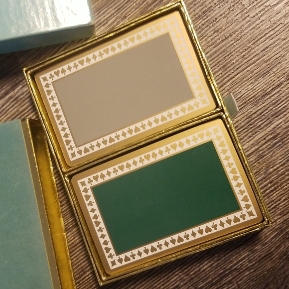 Tiffany & Co. Double Deck of Playing Cards Tiffany Blue Green Grey Velvet Box - Picture 7 of 16